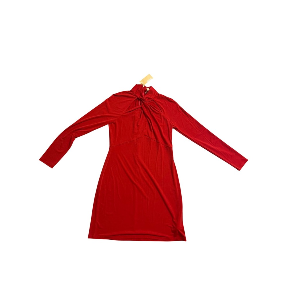 835. Michael Kors Women's Red Long Sleeve Mini‎ Dress Size M Stretch Casual